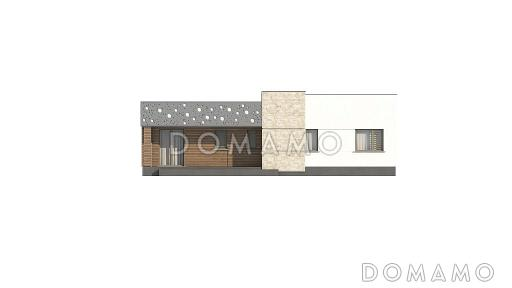 Проект современного одноэтажного дома из газобетона со светлой просторной гостиной и тремя спальнями / Фасад 3