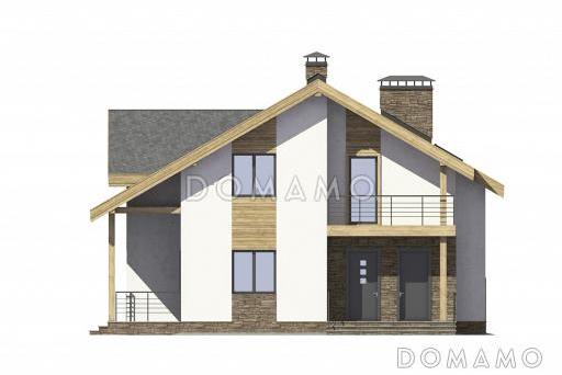 Проект загородного дома из керамических блоков для круглогодичного проживания / Фасад входной