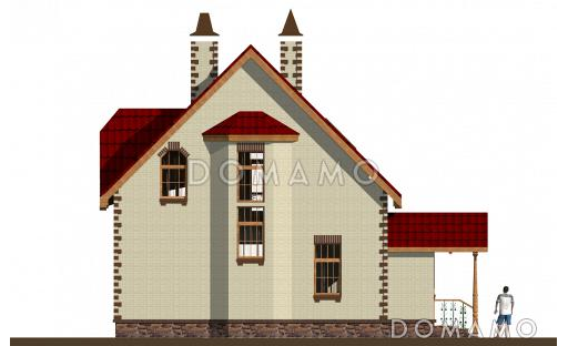 Проект экономичного коттеджа с остеклённым балконом. / Фасад 4