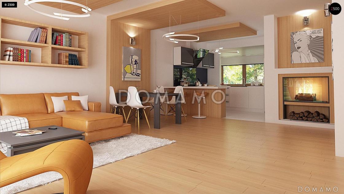 Проект одноэтажного дома адаптированного для каркасного строительства с тремя спальнями и крытой террасой / 7