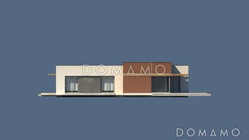 Проект просторного современного одноэтажного дома из кирпича с четырьмя спальнями / Фасад 3