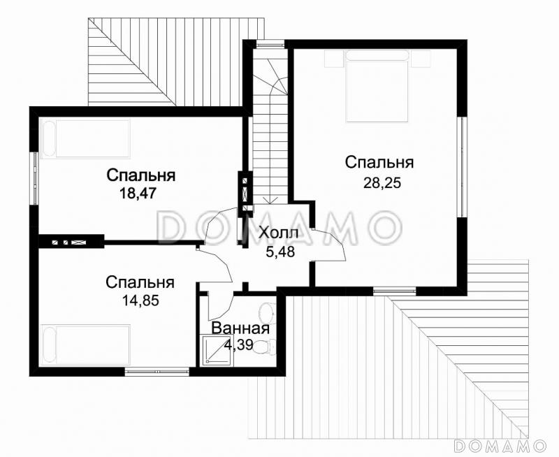 Проект жилого дома с террасой / План мансардного этажа