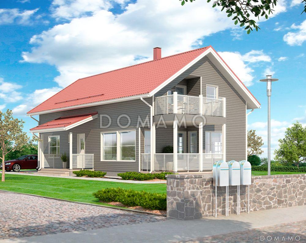 Проект каркасного дома с тремя спальнями и санузлом на втором этаже / 1