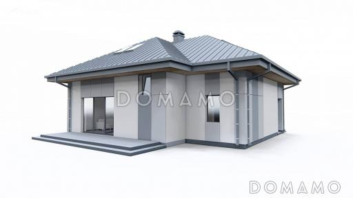 Проект дома с мансардой, гаражом, просторной гостиной с камином, тремя спальнями на мансарде / Фасад 2