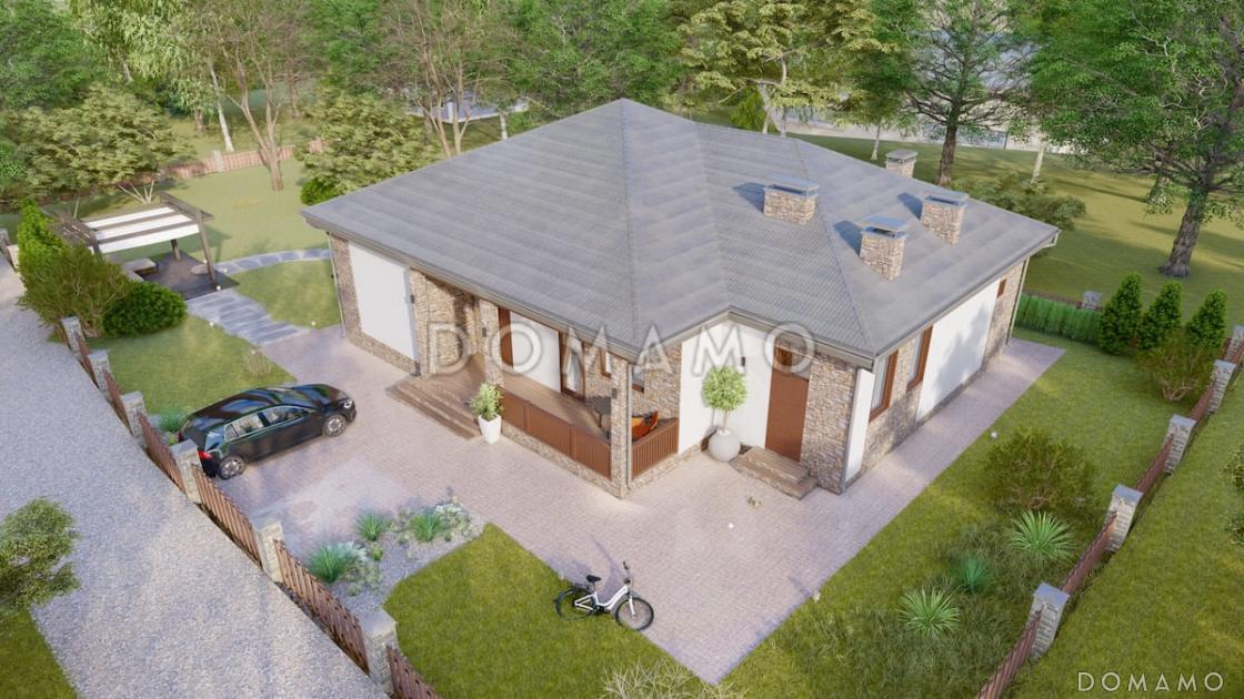 Проект одноэтажного коттеджа с сауной и крытой террасой / 6