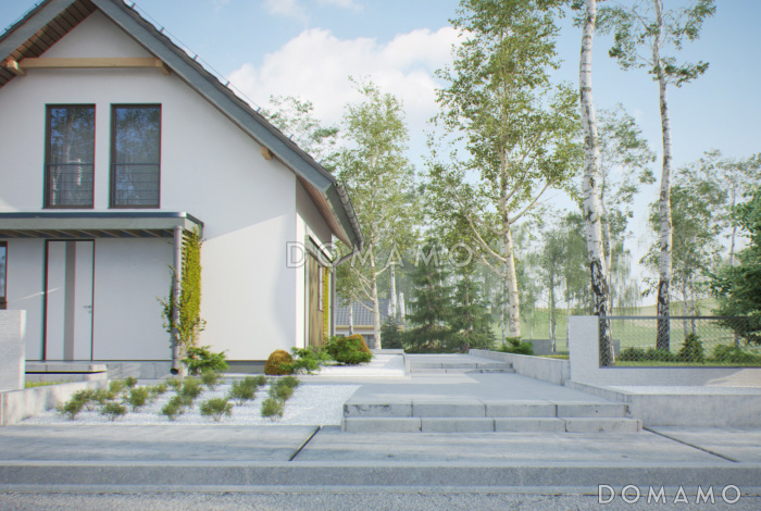 Проект компактного одноэтажного мансардного дома из кирпича с тремя спальнями и кабинетом Проект компактного одноэтажного мансардного дома из кирпича с тремя спальнями и кабинетом