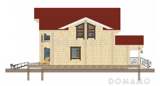 Проект дома из клееного бруса с гаражом на 2 машины / Фасад 2
