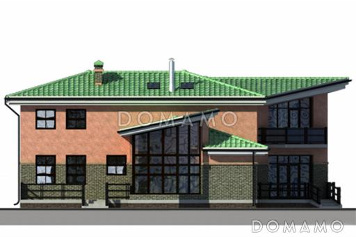 Проект дома из пеноблоков с сауной, гаражом на две машины / Фасад 3