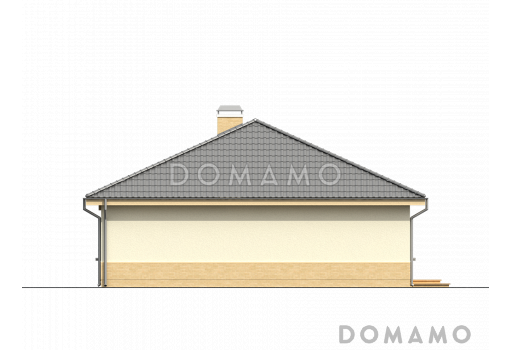Проект одноэтажного дома из газобетона с тремя спальнями, светлой гостиной и угловым окном в кухне / Фасад 2