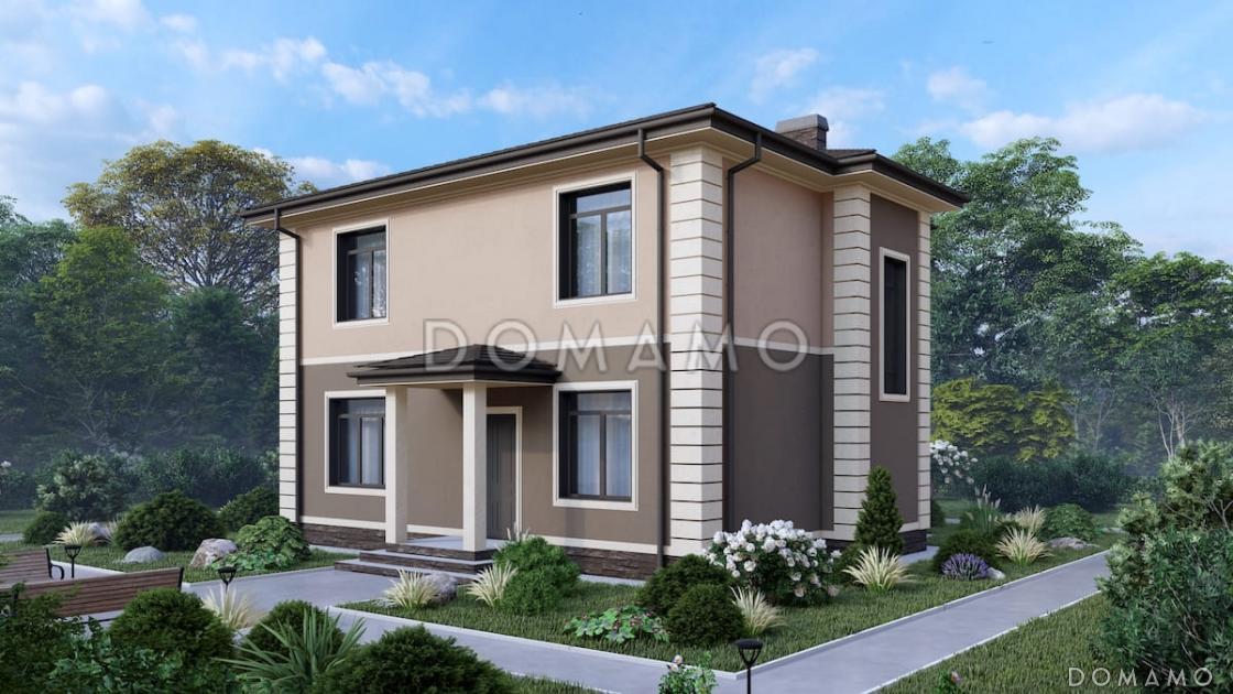 Проект двухэтажного дома с 3 спальнями, гостевой комнатой и просторной гостиной / 1