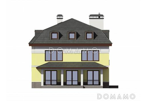 Проект трехэтажного загородного дома из газобетона / Фасад 4