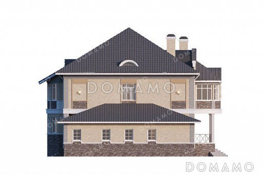 Проект дома с мансардой и гаражом на два авто / Фасад 2