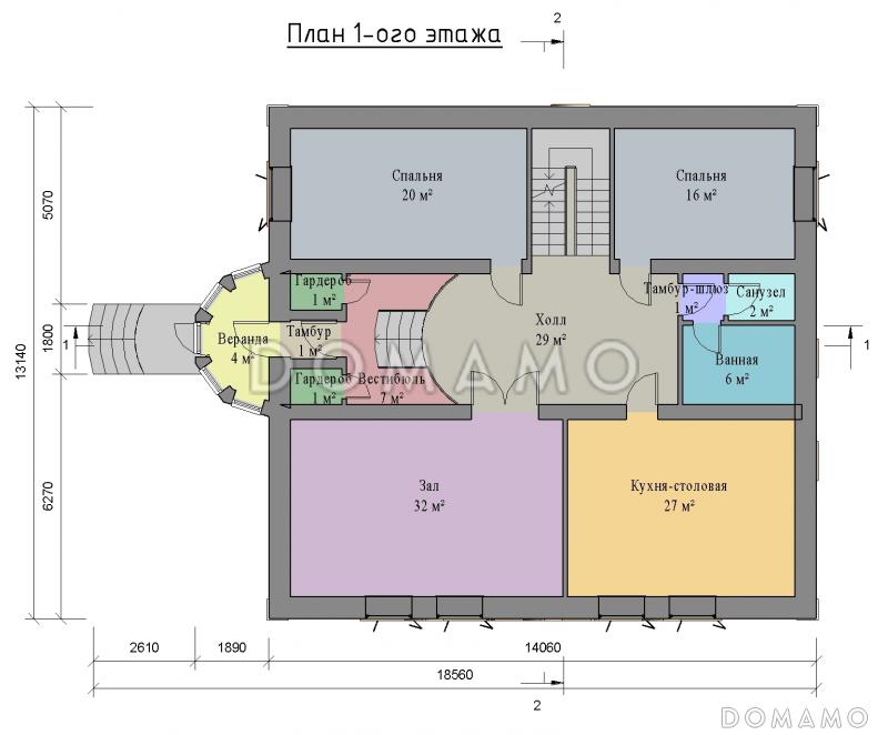 Проект одноэтажного дома с мансардным и цокольным этажами с эркером / План #2