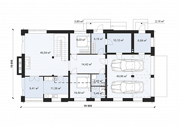 Проект эргономичного дома с гаражом на две машины S-258 / План 1 этажа Проект эргономичного дома с гаражом на две машины S-258 / План 1 этажа