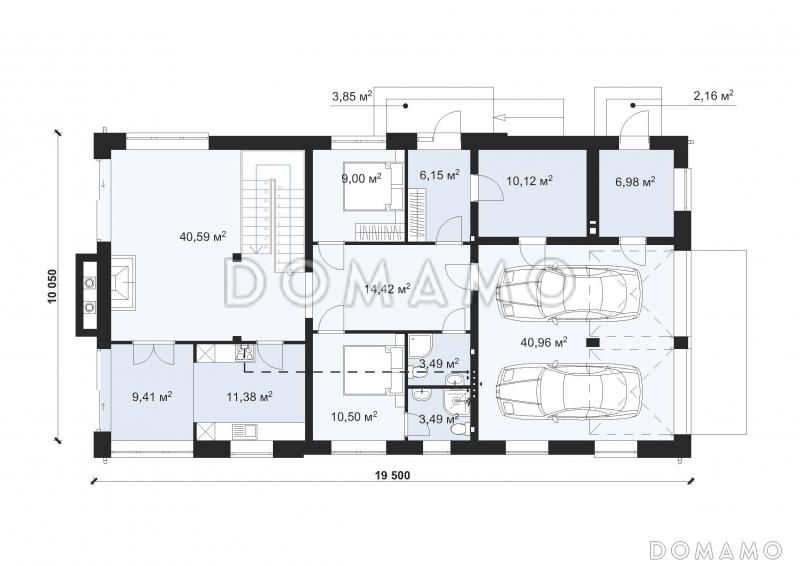 Проект эргономичного дома с гаражом на две машины S-258 / План 1 этажа