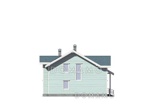 Проект дома с крытой террасой, гостиной с камином, спальней на первом этаже, балконом / Фасад 3