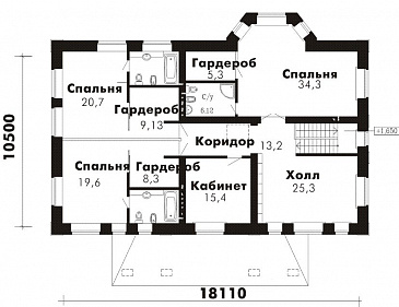 Проект дома с бассейном / План 2 этажа Проект дома с бассейном / План 2 этажа