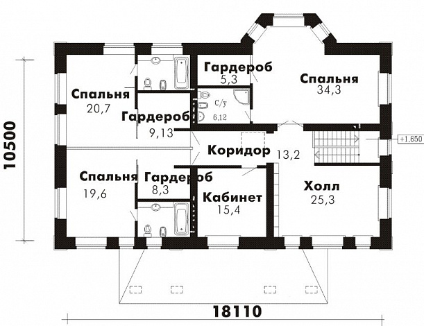 Проект дома с бассейном / План 2 этажа