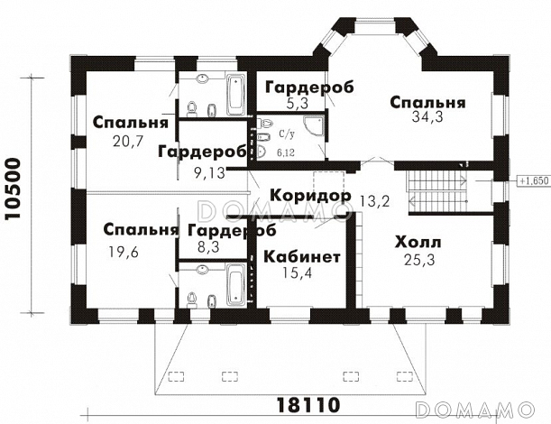 Проект дома с бассейном / План 2 этажа Проект дома с бассейном / План 2 этажа