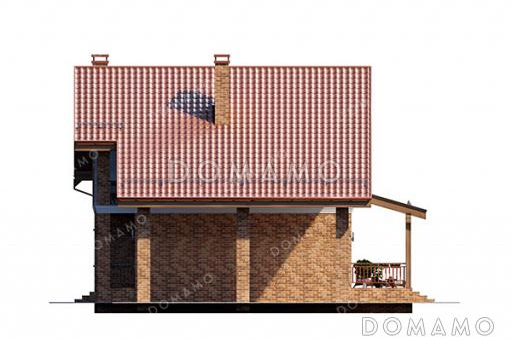 Проект загородного дома с мансардой, навесов для автомобиля, кабинетом и тремя спальнями / Фасад 2