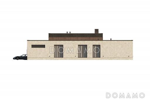 Проект одноэтажного дома из газобетона с 4 спальнями, кабинетом, зоной отдыха и бассейном / Фасад 4