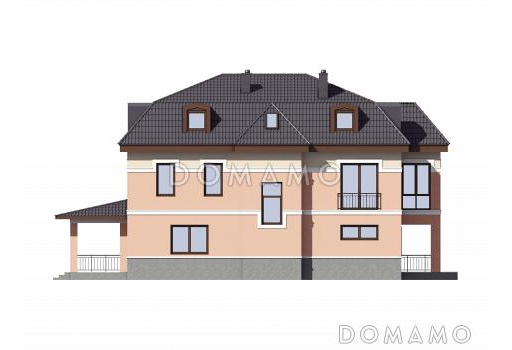 Проект двухэтажного особняка из газобетона с мансардой / Фасад 3