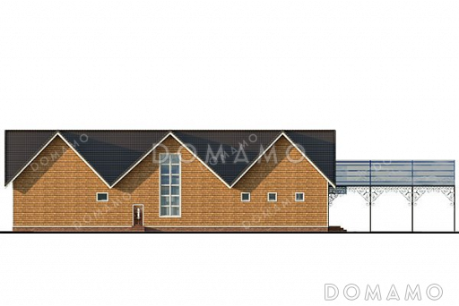 Проект большого одноэтажного дома с мансардой и гаражом на два автомобиля / Фасад 1