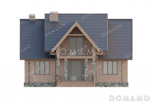 Проект дома с зимним садом, гардеробными и тремя спальнями / Фасад 1