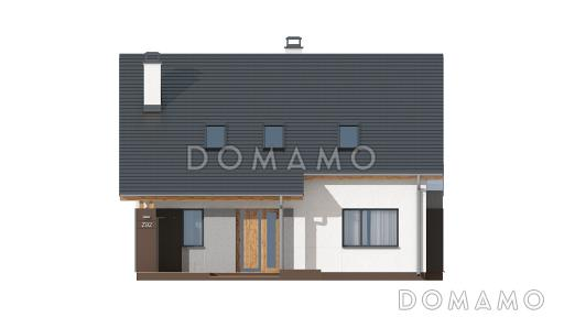 Проект классического мансардного дома из газобетона с кабинетом и большим техническим помещением / Фасад 1