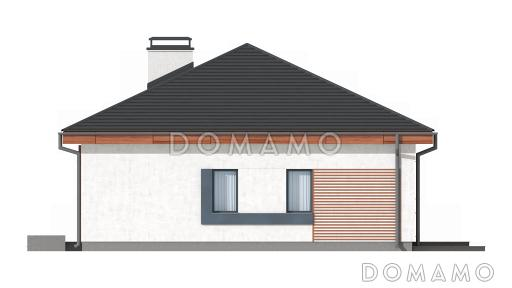 Проект одноэтажного дома из кирпича с тремя спальнями и небольшой крытой угловой террасой, увеличенная версия 273 / Фасад 3