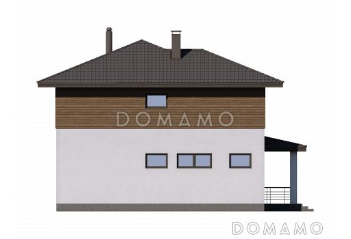 Проект загородного дома с террасой, большой гардеробной, кабинетом / Фасад 2