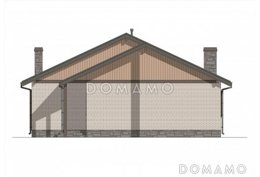 Проект одноэтажного дома из газобетона с крытой террасой в европейском стиле / Фасад 4