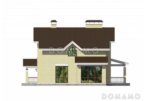 Проект кирпичного дома с площадкой для машины / Фасад 4