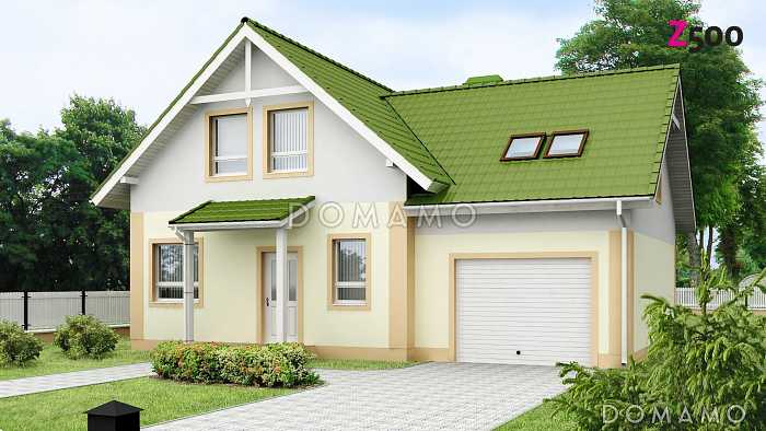 Проект классического одноэтажного мансардного дома из газобетона с четырьмя спальнями и гаражом Проект классического одноэтажного мансардного дома из газобетона с четырьмя спальнями и гаражом