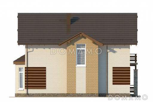 Проект облицованного кирпичом дома с панорамным эркером в кухне / Фасад 4