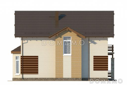 Проект облицованного кирпичом дома с панорамным эркером в кухне / Фасад 4