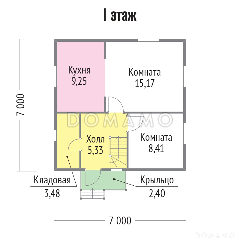 Проект дома из бруса с обшивкой вагонкой / План 1 этажа