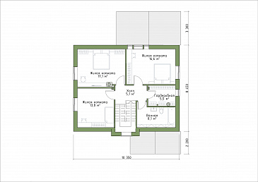 Проект коттеджа с просторной кухней-гостиной и террасой. / План мансардного этажа