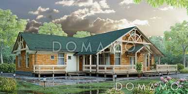 Проект большого одноэтажного дома с обширной террасой и приватной хозяйской территорией