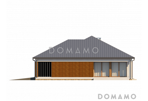 Проект одноэтажного дома из кирпича со встроенным гаражом на два автомобиля / Фасад 4