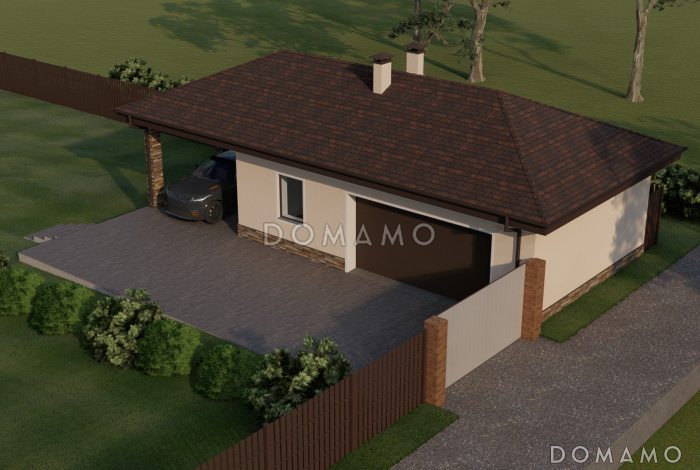 Проект кирпичного гаража с навесом на три машиноместа Проект кирпичного гаража с навесом на три машиноместа