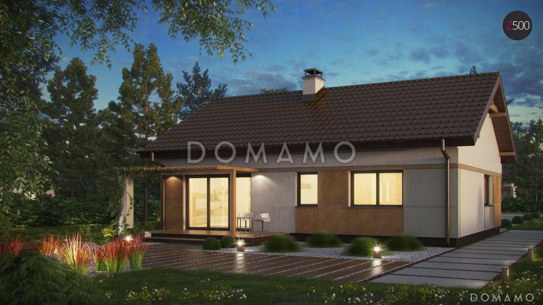 Проект компактного одноэтажного дома из кирпича с двумя спальнями, техническим помещением и изолированной кухней / 2