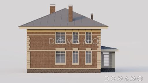 Проект двухэтажного дома с кабинетом, террасой и четырьмя спальнями / Фасад 2