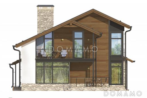 Проект дома на две семьи с террасой, котельной, кухней-столовой и большой гостиной, кабинетом / Фасад 4