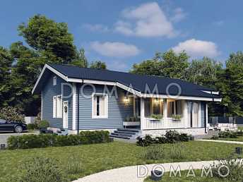 Проект одноэтажного финского дома на 4 спальни, с сауной и террасой