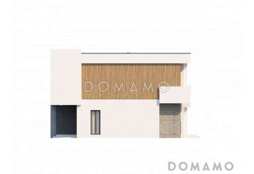 Проект просторного современного двухэтажного дома из газобетона, с пятью комнатами, гаражом и двумя лоджиями / Фасад 4