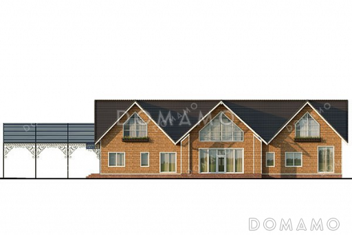 Проект большого одноэтажного дома с мансардой и гаражом на два автомобиля / Фасад 2