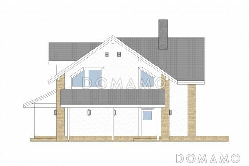 Проект каркасного дома с навесом для машины / Фасад 4
