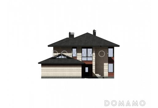 Проект загородного дома с гаражом на две машины, террасой, отдельной гардеробной при входе / Фасад 2