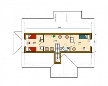 Проект дома с деревянной отделкой фасадов / План мансардного этажа
